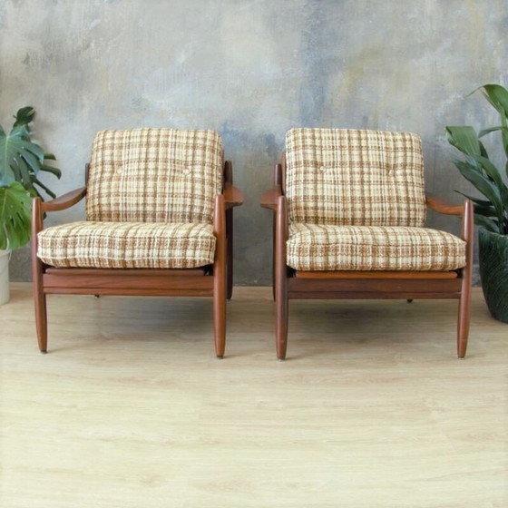 Image 1 of Paar vintage teakhouten fauteuils, Scandinavisch 1950
