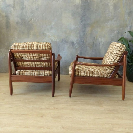 Image 1 of Paar vintage teakhouten fauteuils, Scandinavisch 1950