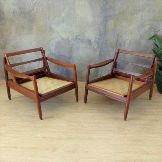 Image 1 of Paar vintage teakhouten fauteuils, Scandinavisch 1950