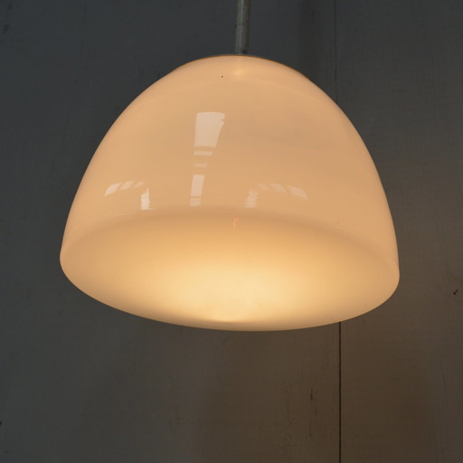 2 x Gispen opaline glass pendant lamps