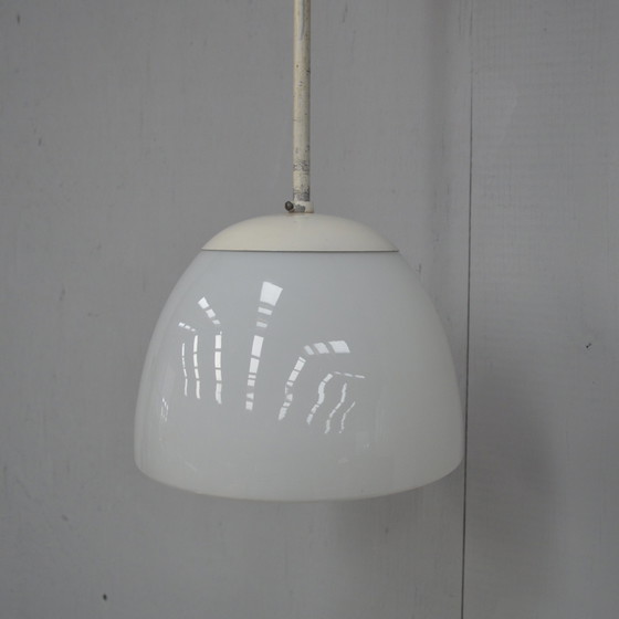 Image 1 of 2 x Gispen opaline glass pendant lamps