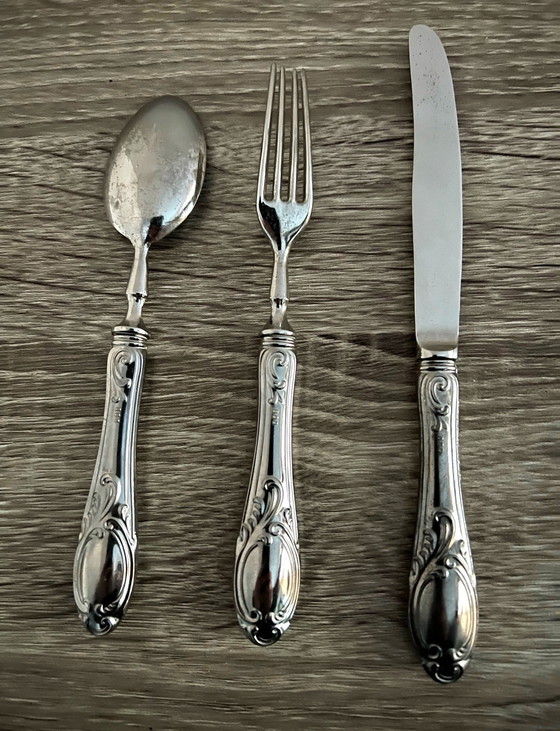 Image 1 of Set van 3 bestekken met keurmerk van Solingen Verzilverd 800
