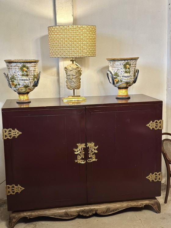 Image 1 of Gelakt hout en messing buffet 1950'S