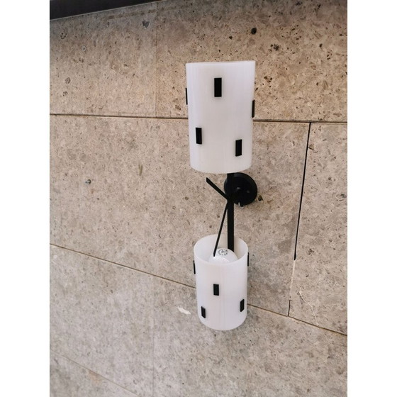 Image 1 of Vintage wandlamp van metaal en plexiglas, Italië 1950