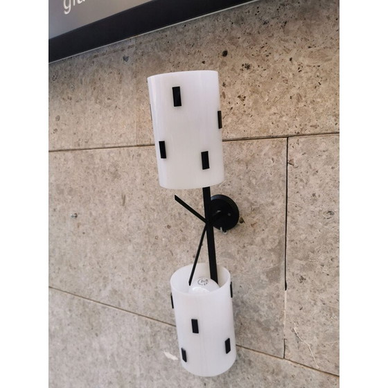 Image 1 of Vintage wandlamp van metaal en plexiglas, Italië 1950