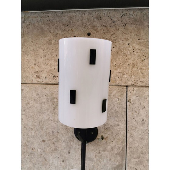 Image 1 of Vintage wandlamp van metaal en plexiglas, Italië 1950