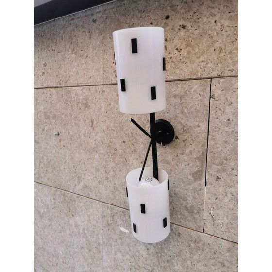 Image 1 of Vintage wandlamp van metaal en plexiglas, Italië 1950