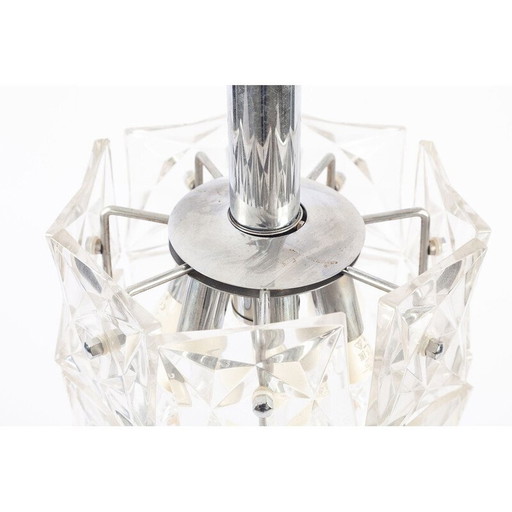 Vintage hanglamp van kristalglas en metaal, Duitsland 1960