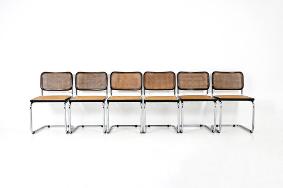 Image 1 of Eetkamerstoelen Stijl B32 van Marcel Breuer, set van 6