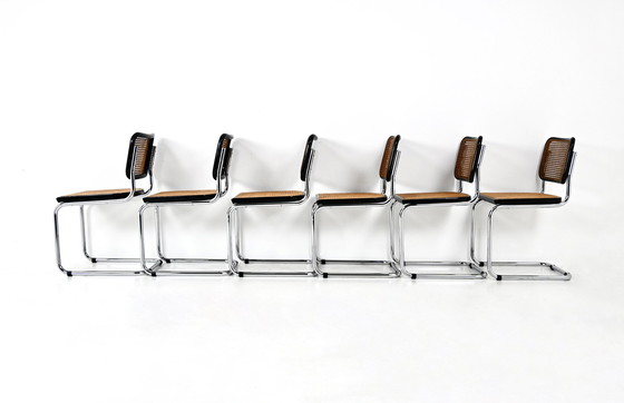 Image 1 of Eetkamerstoelen Stijl B32 van Marcel Breuer, set van 6