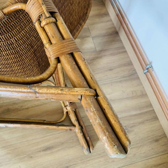 Image 1 of Vintage rieten en rotan fauteuil