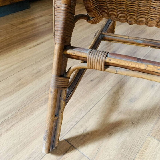 Image 1 of Vintage rieten en rotan fauteuil