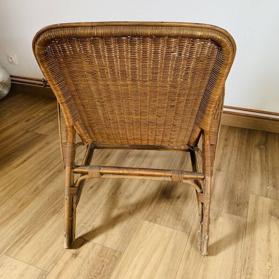 Image 1 of Vintage rieten en rotan fauteuil