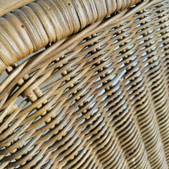 Image 1 of Vintage rieten en rotan fauteuil