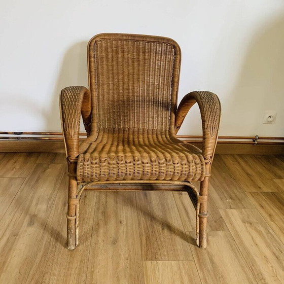 Image 1 of Vintage rieten en rotan fauteuil