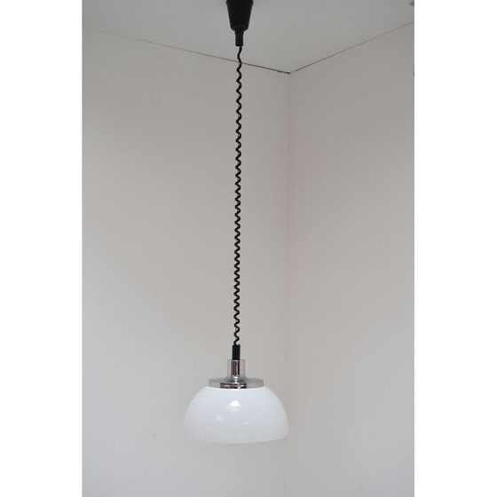 Image 1 of Vintage plastic en chromen hanglamp van Harvey Guzzini voor Meblo, Italië 1970