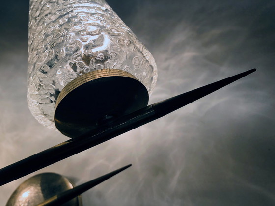 Image 1 of Vintage dubbele wandlamp - Messing, staal & glas - 1950