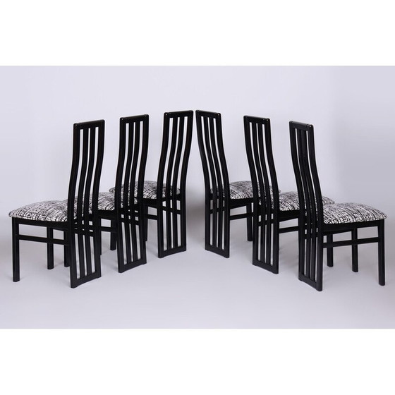 Image 1 of Set van 6 vintage stoelen van massief beukenhout en stof door Thon, Tsjechië 1970