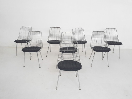 Image 1 of Set van 8 Mid Century Draadstoelen Nederland 1950'S