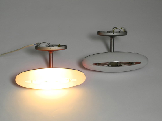 Image 1 of Paar 80s Postmodern design metalen glazen wandlampen van Candle Fontana Arte Italië