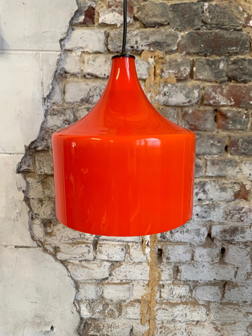Vintage oranje opaline glazen hanglamp, 1970