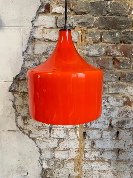 Image 1 of Vintage oranje opaline glazen hanglamp, 1970