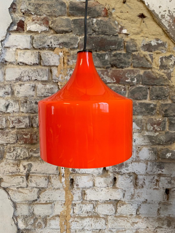 Image 1 of Vintage oranje opaline glazen hanglamp, 1970