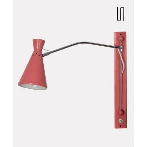 Vintage metalen wandlamp, Tsjecho-Slowakije 1960