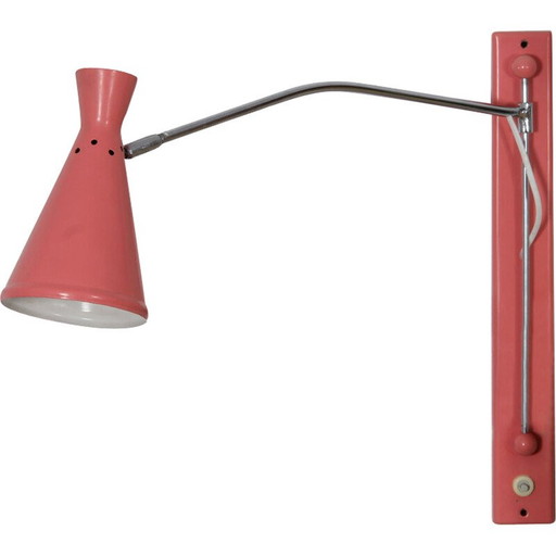 Vintage metalen wandlamp, Tsjecho-Slowakije 1960