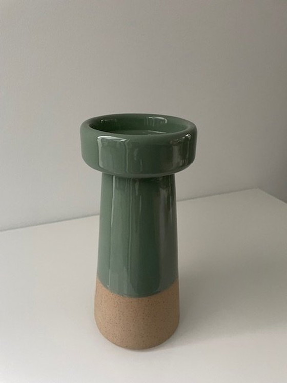 Image 1 of Kandelaar Groen/Zandkleur 23Cm Hoog