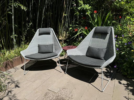 2x Cane-Line Breeze loungestoel - highback met kussens