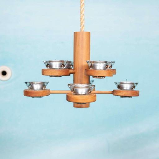 Bohemian kroonluchter, vintage pine Nordic chandelier