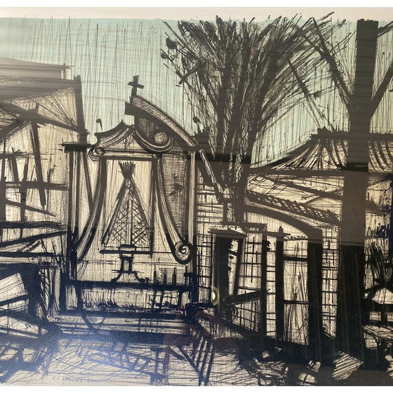 Image 1 of Vintage litho "In de bergen" door Bernard Buffet, 1990