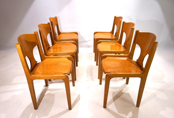 Image 1 of Set van 6 Pozzi eetkamerstoelen door Augusto Savini, 1960