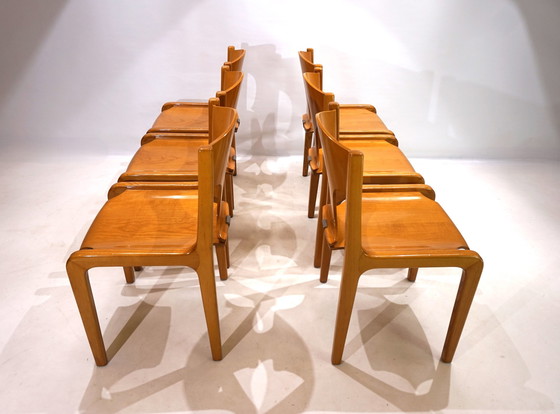 Image 1 of Set van 6 Pozzi eetkamerstoelen door Augusto Savini, 1960