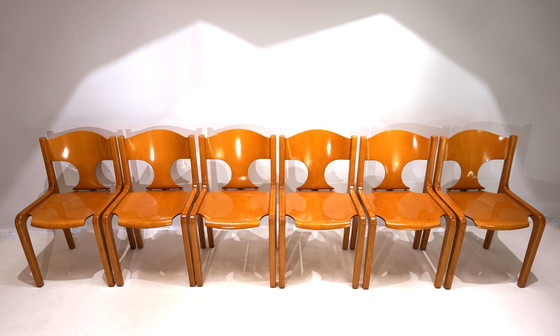 Image 1 of Set van 6 Pozzi eetkamerstoelen door Augusto Savini, 1960