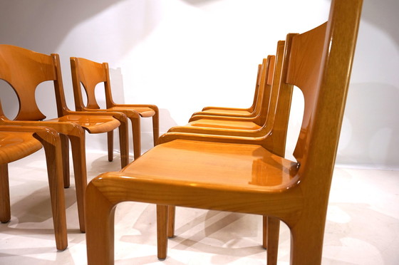 Image 1 of Set van 6 Pozzi eetkamerstoelen door Augusto Savini, 1960