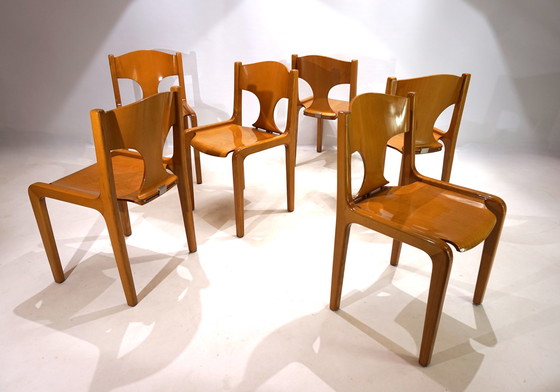 Image 1 of Set van 6 Pozzi eetkamerstoelen door Augusto Savini, 1960