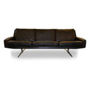 Vintage Deense design 3-zits leren schudbank
