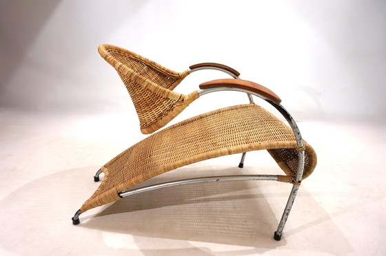 Image 1 of Rotan Streamline loungestoel, 1970