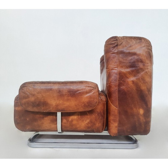 Image 1 of Paar fauteuils van leer en chroom uit de Mid Century, Italië 1970