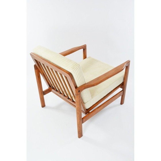 Image 1 of Vintage ivoorkleurig ribfluweel BZ fauteuil, Scandinavisch