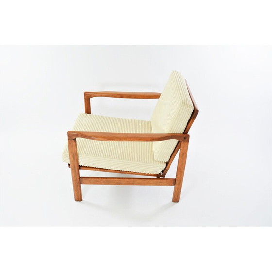 Image 1 of Vintage ivoorkleurig ribfluweel BZ fauteuil, Scandinavisch