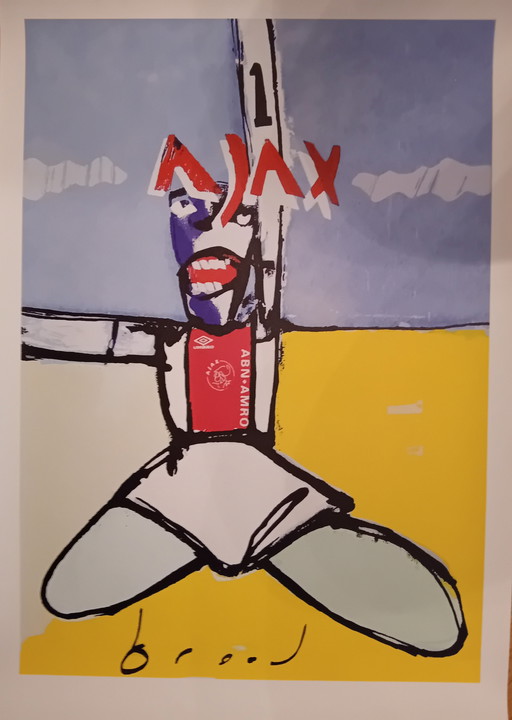 Herman Brood  --Ajax Wint!!   ( Op Canvas )