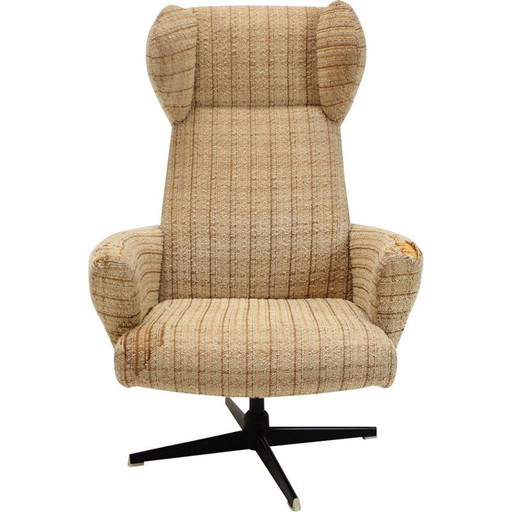 Draaibare vintage fauteuil, Tsjecho-Slowakije 1970