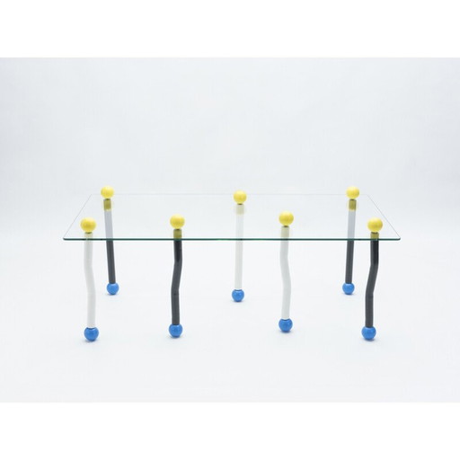 Vintage beschilderd houten salontafel, Italië 1980-1990