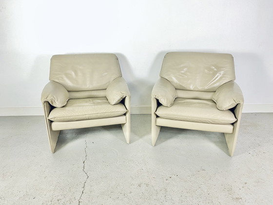 Image 1 of 2x Leolux bora bora fauteuil beige leer