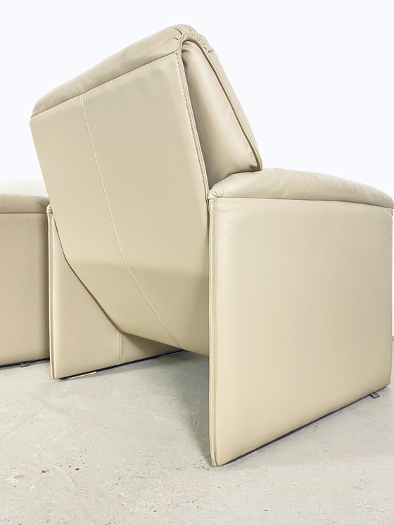 Image 1 of 2x Leolux bora bora fauteuil beige leer