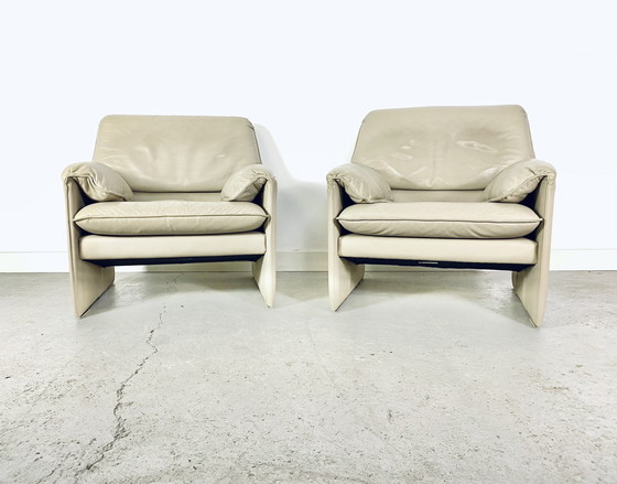 Image 1 of 2x Leolux bora bora fauteuil beige leer