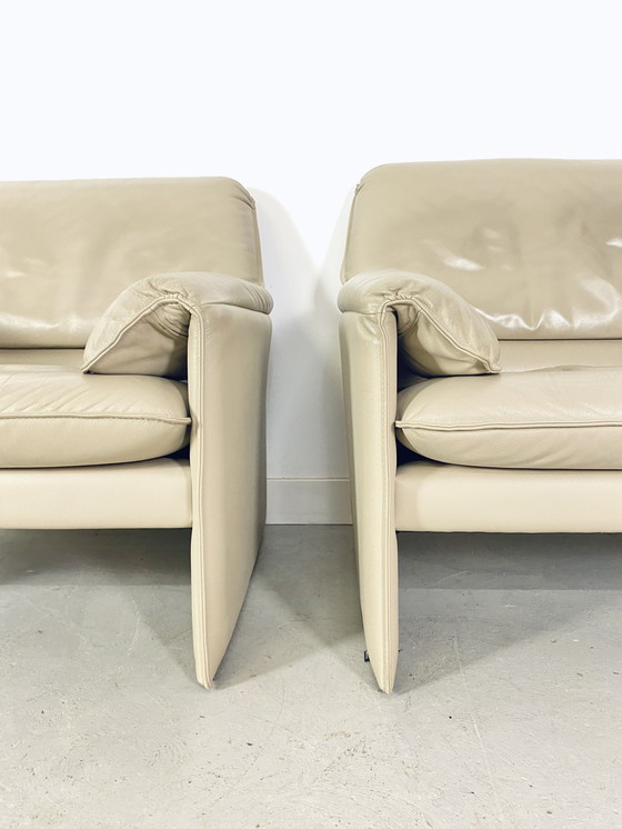 Image 1 of 2x Leolux bora bora fauteuil beige leer